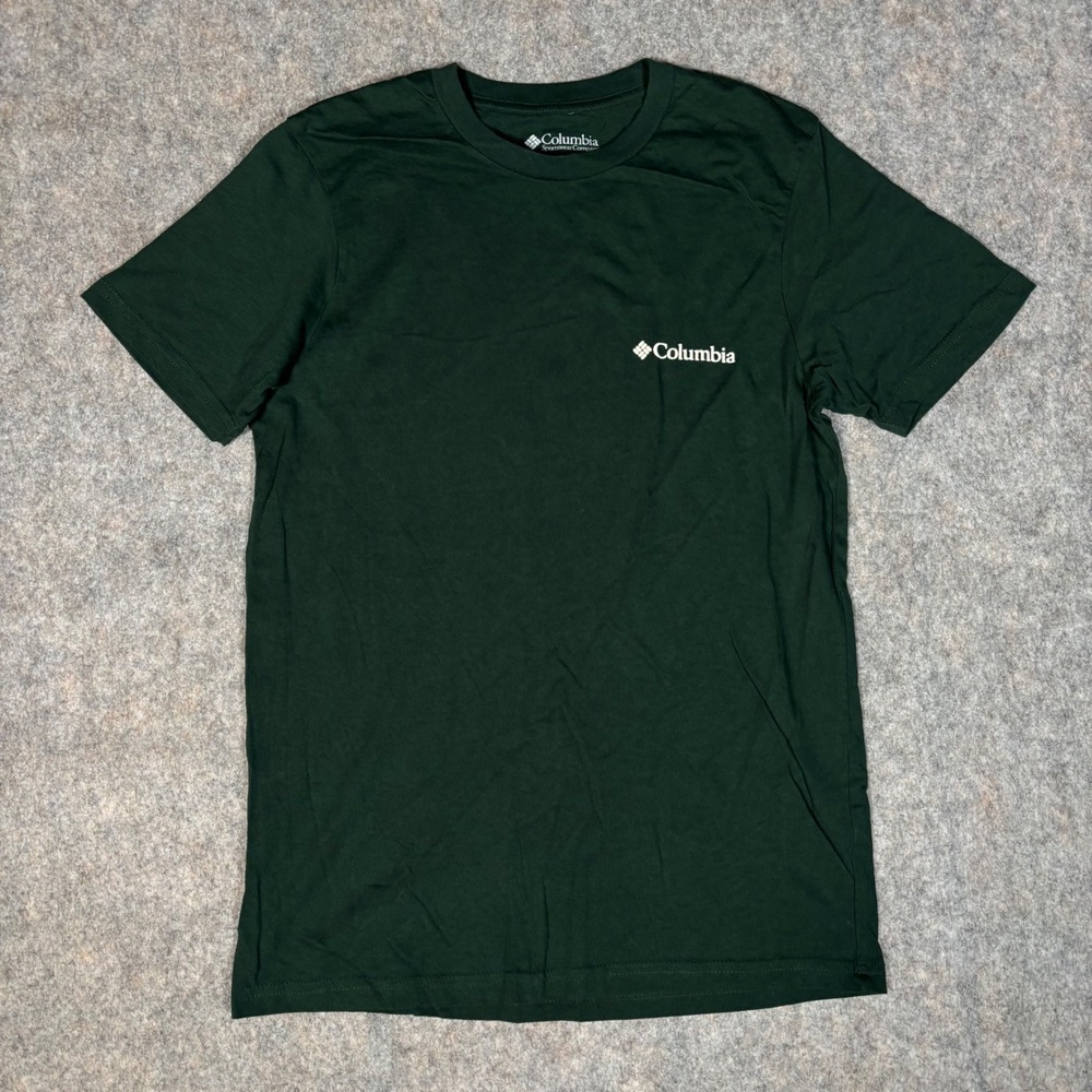 Columbia T-Shirt Mens Small Green Mountain Graphic Short Sleeve Tee Gorp Core